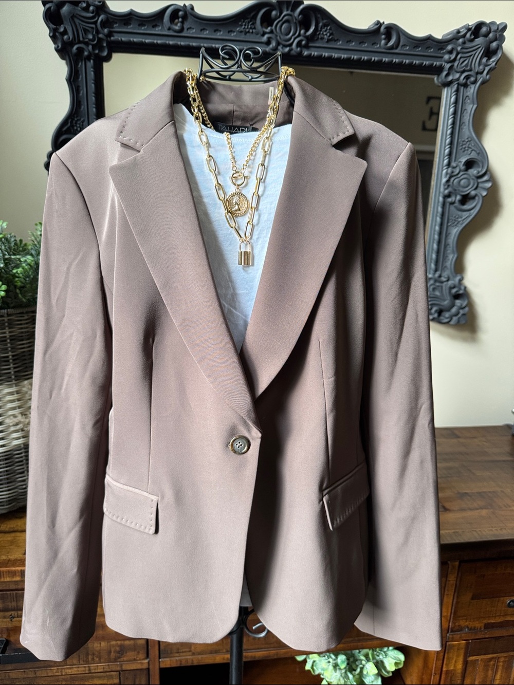 Women's Tahari Taupe Blazer Jacket